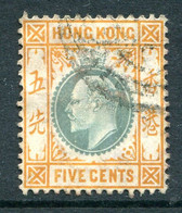 Hong Kong 1904-06 KEVII - Wmk. Mult. CA - 5c Dull Green & Brown-orange - Chalk Paper - Used (SG 79a) - Oblitérés