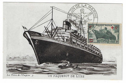103 SM - SALON DE LA MARINE 1945 - PAQUEBOT DE LUXE (TP PAQUEBOT PASTEUR)  -   Cachet à Date 10  Juin 1945 - Scheepspost