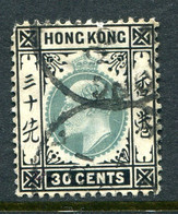 Hong Kong 1904-06 KEVII - Wmk. Mult. CA - 30c Dull Green & Black - Chalk Paper - Used (SG 84a) - Gebraucht