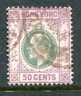 Hong Kong 1904-06 KEVII - Wmk. Mult. CA - 50c Green & Magenta - Ord. Paper - Used (SG 85) - Usados