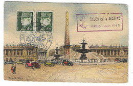 109 SM - SALON DE LA MARINE 1943 -PARIS - Place De La Concorde  -   Cachet à Date  Juin 1943 - Scheepspost