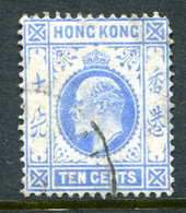 Hong Kong 1907-11 KEVII - Wmk. Mult. CA - 10c Bright Ultramarine Used (SG 95) - Oblitérés