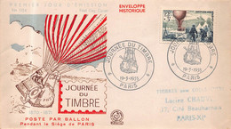 LETTRE PREMIER JOUR - FDC - Journée Du Timbre - Paris  - Mars 1955- Poste Par Ballon - 1950-1959