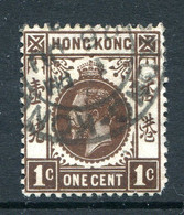 Hong Kong 1912-21 KGV - Wmk. Mult. Crown CA - 1c Black-brown Used (SG 100a) - Used Stamps