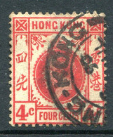 Hong Kong 1912-21 KGV - Wmk. Mult. Crown CA - 4c Carmine-red Used (SG 102) - Usati