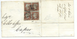 ONE PENNY RED IN BLOC OF 4 ON LETTER - Covers & Documents