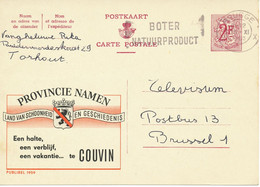 BELGIEN Publibel 1959 (weißes Papier), 2 Fr. Provincie Namen COUVIN 1963 BRUGGE - BOTER / NATUURPRODUCT - Advertising