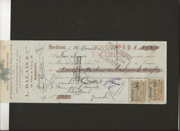 LETTRE DE CHANGE TIMBREE-  EXPLOITATIONS FORESTIERES- L.BALAIS - BORDEAUX -ANNEE 1922 - Bills Of Exchange