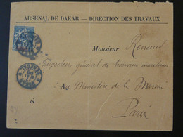 Lettre Arsenal De Dakar Pour Le Ministère De La Marine Sénégal 1899 - Covers & Documents