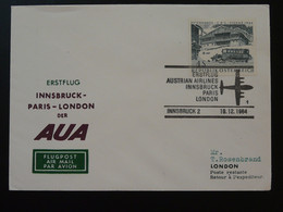 Lettre Premier Vol First Flight Cover Innsbruck London Autriche Austria 1964 - Primi Voli