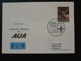 Lettre Premier Vol First Flight Cover Klagenfurt Munchen AUA Austrian Airlines 1965 (2) - Premiers Vols