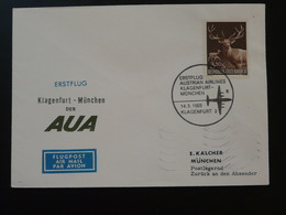 Lettre Premier Vol First Flight Cover Klagenfurt Munchen AUA Austrian Airlines 1965 (3) - First Flight Covers