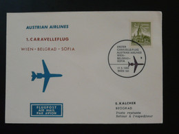 Lettre Premier Vol First Flight Cover Wien --> Belgrade Yugoslavia Caravelle AUA Austrian Airlines 1965 (7) - Primeros Vuelos