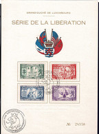 Luxembourg Luxemburg 1945 Feuille Libération 2e Guèrre Mondiale Série Cachet FDC - Commemoration Cards