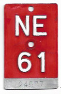 Velonummer Neuenburg NE 61 - Plaques D'immatriculation