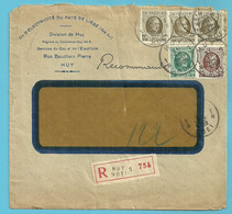 194+196+255 Op Brief Aangetekend Met Stempel HUY - 1922-1927 Houyoux