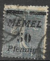 MEMEL  OCCUPAZIONE TEDESCA  1922 FRANCOBOLLI DI FRANCIA  SOPRASTAMPATI  UNIF. 54 USATO VF - Altri & Non Classificati