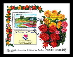 Frankreich / France: 'Parc Floral De Paris – Dahlia, 1994', Mi. BL14 [3053-3054]; Yv. BF16 [2909-2910]; Sc. 2444 Oo - Usados