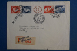 AH8 FRANCE BELLE LETTRE RECOM.  1949  CENTENAIRE DU IER TIMBRE.PARIS  POUR LIMOGES+ AFFRANCH PLAISANT - Storia Postale