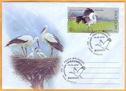 2019 Moldova Moldavie Private FDC Europa-cept  Fauna, Birds, Storks - Cicogne & Ciconiformi