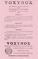 BUVARD & BLOTTER - Pharmacie - VOXYNOX Formule Posologie  - Laboratoire M. DE RIVE - BOCQUILLON Pharmacien Paris XVème - Produits Pharmaceutiques