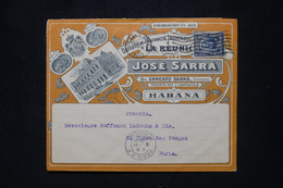CUBA - Enveloppe Commerciale Illustrée Recto Et Verso De Habana Pour Paris En 1913 - L 110980 - Cartas & Documentos