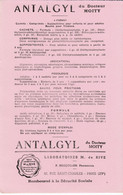 BUVARD & BLOTTER - Pharmacie - ANTALGYL Du Docteur MOITY  - Laboratoire M. DE RIVE - BOCQUILLON Pharmacien Paris XVème - Produits Pharmaceutiques