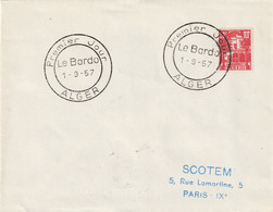 Algérie FDC Yvert 340A Le Bardo Alger 1/9/1957 - 2 Scan - FDC