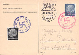 BÖHMEN & MÄHREN - POSTKARTE 15.3.1939 IGLAU IST FREI / ZM27 - Covers & Documents