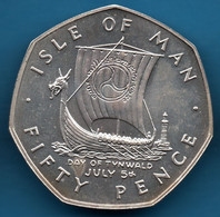 ISLE OF MAN 50 PENCE 1979 F KM# 51a DAY OF TYNWALD  BU Matte Silver .925 Argent - Isla Man