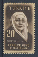 Turkey Turquie Turkei 1956 Mi 1478  YT 1287 Sc 1206 SG 1614 ** Zübeyde Hanim (1857-1923) Mutter Kemal Atatürk - Giorno Della Mamma