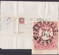 BAMBERG Nach Fürth  3 Kreuzer Geschnitten (Mi. 32) Auf Brief Mit Inhalt, Königreich Bayern, 1868 - Bavière