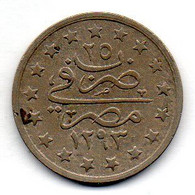 EGYPT - OTTOMAN PERIOD - SULTAN ABDUL HAMID II, 1 Qirsh, Copper-Nickel, Year 25, AH1293, KM #299 - Egipto