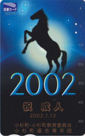 Carte Prépayée JAPON - ANIMAL - CHEVAL  - 2002 YEAR Of The HORSE JAPAN Prepaid Zodiac Tosho Card - 346 - Caballos