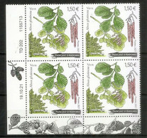 2021. Arbre Et Feuilles De L’aulne Noir (vergne) Bloc De 4 Neufs ** ** Coin Daté - Unused Stamps