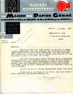 FACTURE.PARIS.PAPIERS MANUFACTURES.LA MAISON DU PAPIER GOMMÉ.CHAPPELLIER & GRAND 78 RUE DE WATTIGNIES. - Printing & Stationeries