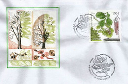 2021. Arbre Et Feuilles De L’aulne Noir (vergne) FDC ANDORRA - Brieven En Documenten