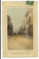 47-VILLENEUVE-SUR-LOT- Rue Pujols... 1913  Animé  (pli) - Villeneuve Sur Lot