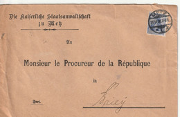 Deutsche Reich, Metz, Kaiserl. Staatsanwaltschaft, 20 Pfg, Germania Nach Briey , Frankreich - Brieven En Documenten