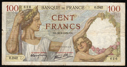 FRANCE - 100 Francs Sully - 22.6.1939 - F:26/3 - Série :O.242 -  N° Du Billet : 626 - Etat B - 100 F 1939-1942 ''Sully''