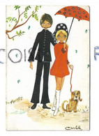 Jeune Couple Avec Chien Sous Un Parapluie. Signée Arlette. Publicité Pour François Paquay, Assureur à Vielsalm (B-6690) - Grand Format : 1961-70