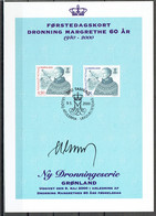 Martin Mörck. Greenland 2000. Queen Margrethe II Michel 351-352, Special Card.  Signed. - Storia Postale