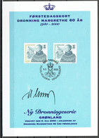 Martin Mörck. Greenland 2000. Queen Margrethe II Michel 353-354, Special Card.  Signed. - Storia Postale