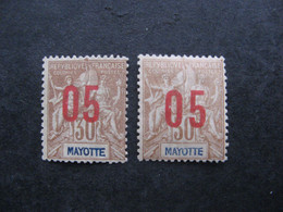 Mayotte: TB N° 26 + N° 26A Chiffres Espacés, Neufs X . - Unused Stamps