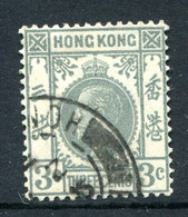 Hong Kong 1921-37 KGV - Wmk. Script CA - 3c Grey Used (SG 119) - Oblitérés