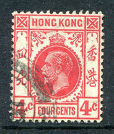 Hong Kong 1921-37 KGV - Wmk. Script CA - 4c Carmine-red Used (SG 120a) - Nuevos