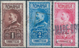 ROMANIA - ROUMANIE - RUMANIEN,King Ferdinand -REVENUE STAMP FISCAL TAX, 1- 2 - 5 LEI, Obliterated - Steuermarken