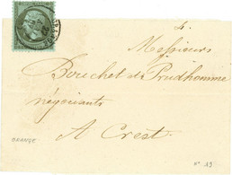 Promo 27 Mai 1867 Napoléon N°19 Seul Sur Lettre De Orange Vers Cres - 1849-1876: Classic Period