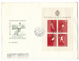 SAN MARINO - FDC - ROMA 1960 GIOCHI DELLA XVII OLIMPIADE PRIMO GIORNO EMISSIONE - FDC