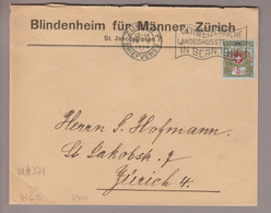 CH Portofreiheit 1914-05-19 Zürich Brief Mit Zu#4 5Rp. Kl#371 Blindenheim Für Männer Zürich - Franchise